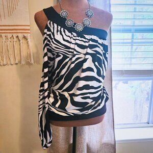 Torrid Zebra Print Vintage Cold Shoulder Dolman Top | Y2K Era Grail | Size 1/XL